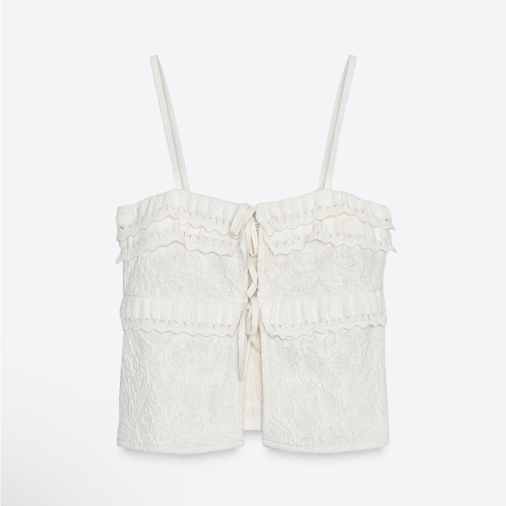 NWT Zara Cream Knit Tank Top - Small